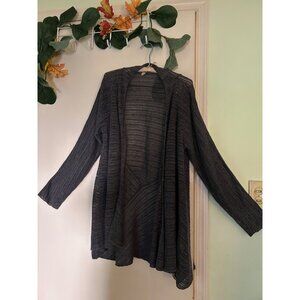 Eileen Fisher Open Front Cardigan 100% LINEN Size L Sweater Womens Gray Long Sle